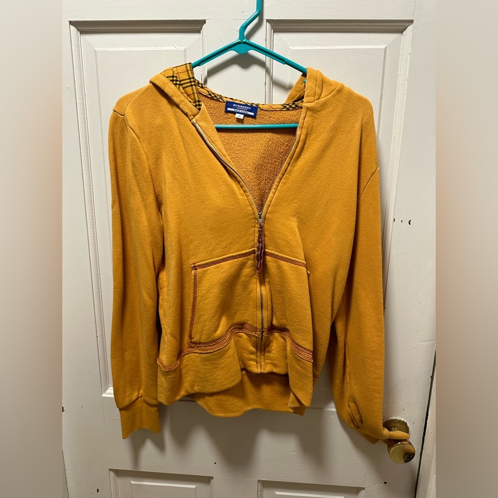 Mustard Yellow Burberry Zip Up Sweatshirt